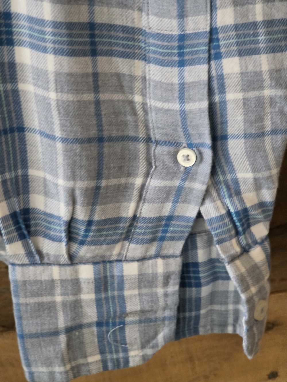Upcycled Stay Frosty Graphic T-shirt with Plaid Sleeves - Picture 7 of 10